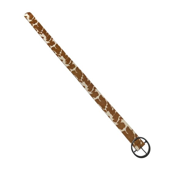 Cow print Leather Belt With Metal Buckle Size S - Picture 3 of 8